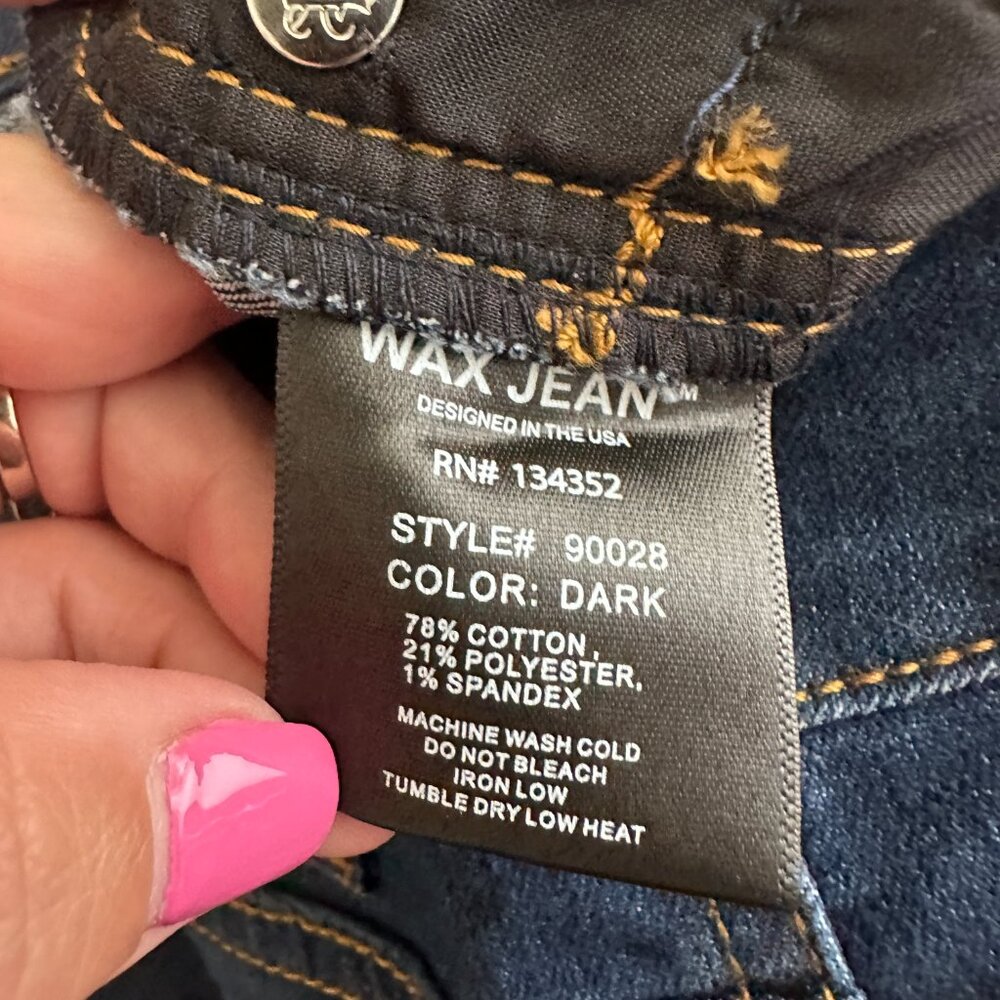 2/$30 NWT Wax Jean Wide Flare Denim Mid-rise Dark Wash 9 #A1604 - Picture 6 of 8